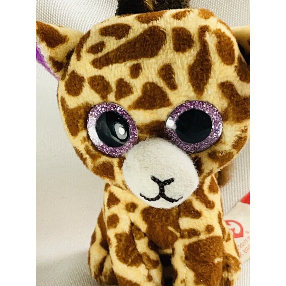 TY PLUSH  3.6” Twigs Baby Giraffe Big Lavender Eyes & Felt Horns McDonalds Toy